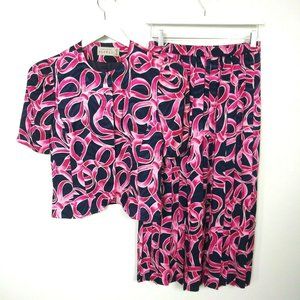 VTG Adrianna Papell 100% Silk 2 Piece Skirt Suit